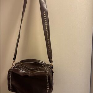 Anthropologie Dark Brown Studded Crossbody Bag